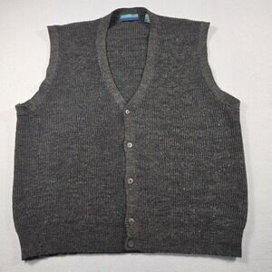 Claybrooke Men XXL Charcoal Gray Sweater Vest Cardigan Ribbed Wool Blend V-Neck